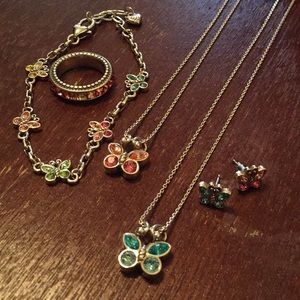 Butterfly bracelet necklaces earrings and ring set